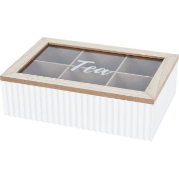Cutie pentru pliculețe de ceai Stripes alb, 24 x 7x 16 cm, alb