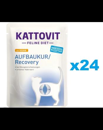 KATTOVIT Feline Diet Recovery Chicken hrana umeda dietetica pentru pisici in convalescenta, cu pui 24 x 85 g
