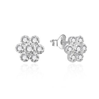 Agato Cercei din argint Flori cu zircon transparent AGT-E179PW