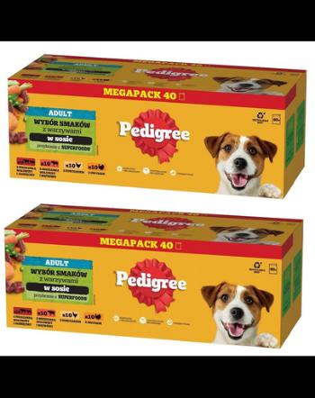 PEDIGREE Adult plicuri caini 80x100g mix arome in sos pui, vita, curcan, miel cu legume
