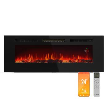 Klarstein Șemineu electric inteligent Galeras Smart, 2 setări de temperatură, 16 - 30°| Iluzia flăcării LED, Opțiune de conectare IOT