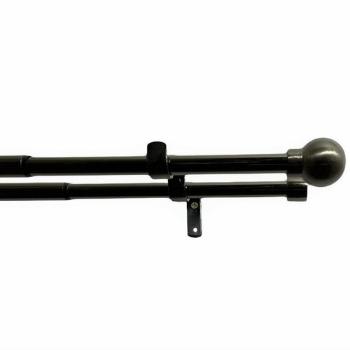 Set bară dublă extensibilă. Ball 16/19 mmnichel negru, 200 - 350 cm, fără inele, 200 - 350 cm