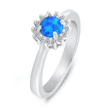 Brilio Silver Inel de argint cu opal sintetic albastru și zirconi RI110WB 48 mm