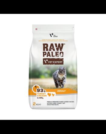 VETEXPERT Raw Paleo Adult Cat Turkey&amp;Chicken 2 kg Hrana uscata pentru pisici