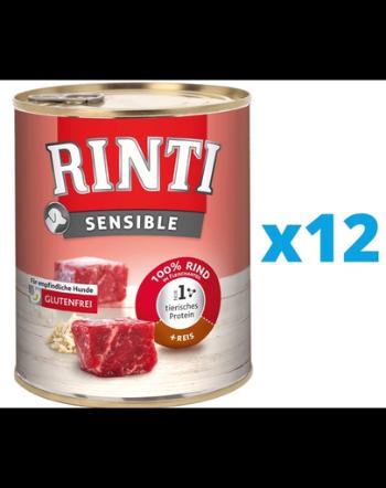 RINTI Sensible hrana umeda caini adulti cu alergii alimentare, cu vita si orez 12 x 800 g