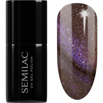 Semilac UV Hybrid Galaxy Flash unghii cu gel folosind UV / lampă cu LED culoare 827 AI Brown 7 ml
