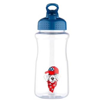 Sticlă de plastic cu pai Altom Labrador, 500 ml,albastru