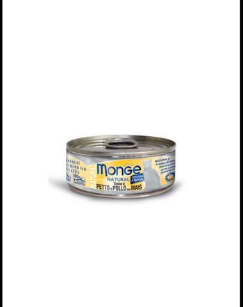 MONGE Natural Hrana umeda pentru pisici, cu ton, pui si porumb, 80 g