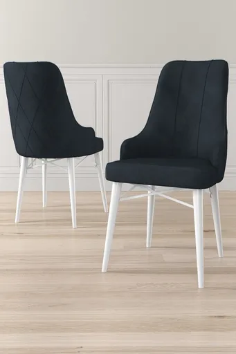 Set scaune 6 piese, Hanah Home, Neta, Antracit/Alb