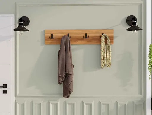 Cuier de perete, Hanah Home, Dörtlü, 80x15x1.8 cm, Maro