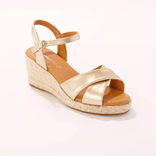 Sandale cu crossover și toc cu pană