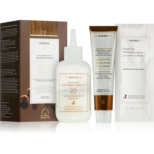 Korres Argan Oil Culoare permanenta pentru par cu ulei de argan culoare 7.7 Mocha 50 ml