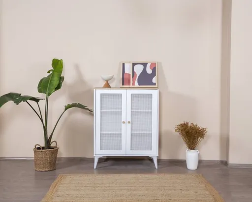 Bufet, Hanah Home, Calvin, 90x105x41 cm, Alb / Stejar