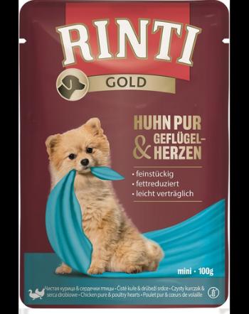 RINTI Chicken Pure&amp;Poultry hearts Mini pliculet mancare caini 100 g pui si inimi pasare