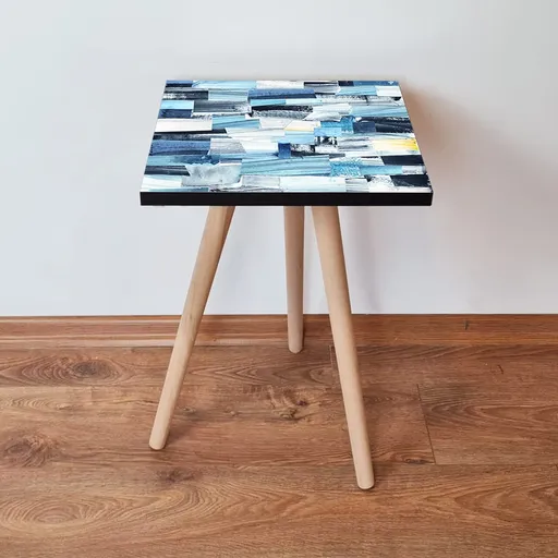 Masuta, Hanah Home, Shp82, 35x42x35 cm, Alb / Bleumarin / Albastru