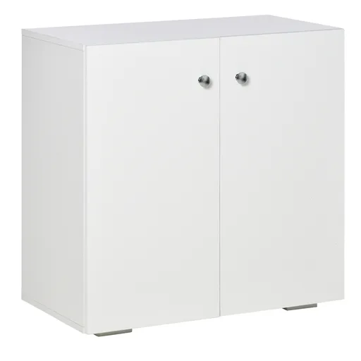 HOMCOM Aparador de Salón con 2 Puertas Armario Auxiliar con 2 Estantes para Libros Ropa Juguetes Estilo Moderno 70x39x70 cm Blanco | Aosom Romania