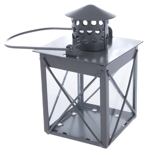 Lanterna metalică pentru lumânări Camille, gri, 7x 10,5 x 7 cm, gri