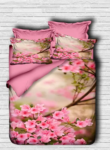 Lenjerie de pat dubla King (FR), 3 piese, L'essentiel Maison, 146, Pink / Green / Brown