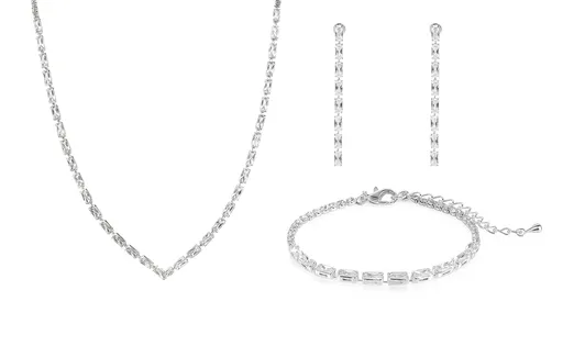 Troli Set de bijuterii de lux cu cristale transparente (colier, brățară, cercei)