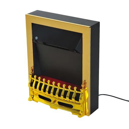 Șemineu Electric Încorporabil sau de Podea 1000-2000W, din Plastic și Metal, Auriu, 48x19x59cm HOMCOM | Aosom RO