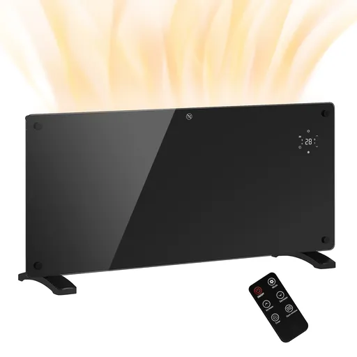 HOMCOM Radiator Electric cu Temperatură Reglabilă, Protecție la Supraîncălzire și Telecomandă, 87x21,5x44,5 cm, Negru | Aosom Romania