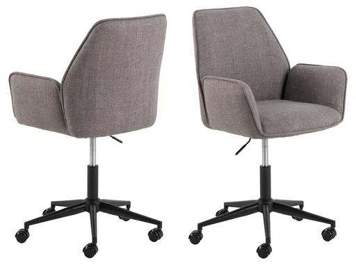 Scaun de birou Glenda, Actona, 59.5x61.5x99 cm, rotativ, tesatura structurata/otel, gri maro deschis