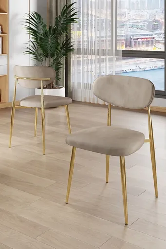 Set scaune 4 piese, Hanah Home, Vina, Cappuccino / Aur