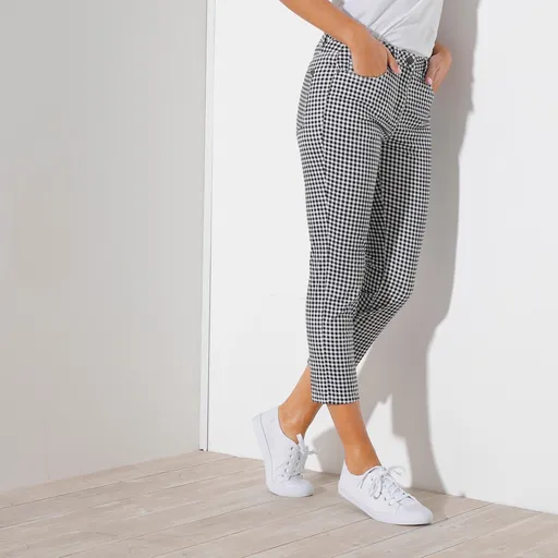 Pantaloni înguste 3/4 cu imprimeu în carouri