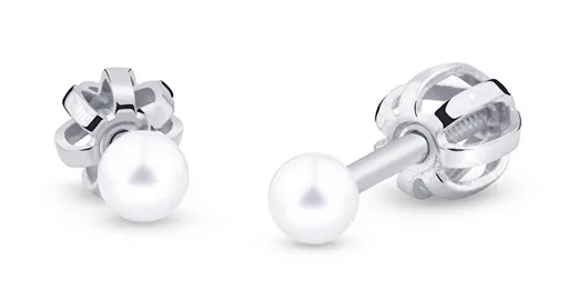 Cutie Jewellery Cercei din aur alb cu perle Z3003/4 0,3 cm