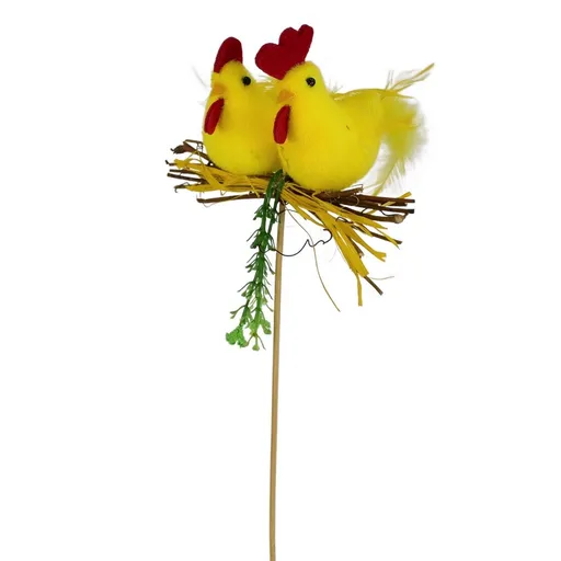 Pocăină cu cocoș și găină, 30 x 8 cm, galben