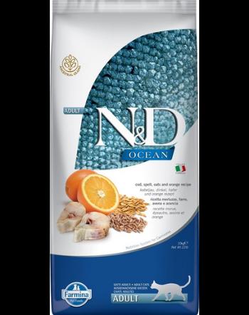 FARMINA N&amp;D Ocean Cat Adult Cod, Spelt, Oats &amp; Orange 10 kg Sac hrana uscata pisici, cu cod, spelta, ovaz si portocala