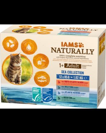 IAMS Naturally Hrana umeda peste pentru pisici adulte set 12x85g