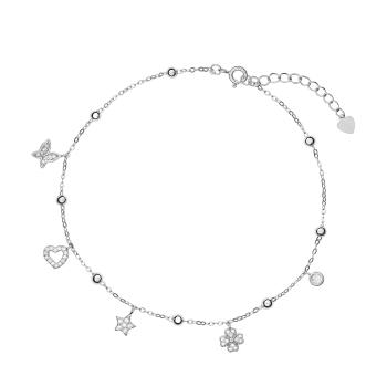 AGAIN Jewelry Brățară veselă argintie pentru picior cu pandantive AJNH0010