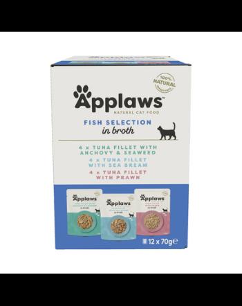 APPLAWS Cat Pouch Multipack Fish Selection hrana umeda pentru pisici, selectie de peste 12 x 70 g