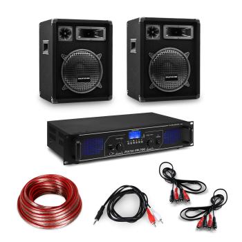 Electronic-Star Amplificator HiFi și set de boxe, amplificator 2 x 350 W , 2 x boxe 12 ", 300 W RMS