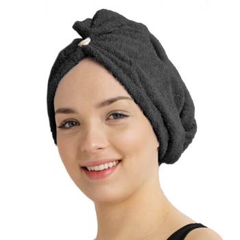 Turban de păr cu uscare rapidă din frotir negru