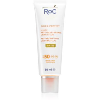RoC Soleil Protect Anti Brown Spots Unifying Fluid Tinted lichid nuanțator pentru uniformizarea tenului SPF 50 cu vitamina C 50 ml