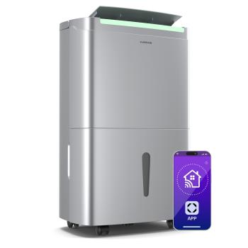 Klarstein DryFy Connect 50 dezumidificator, 50 l / zi, 45-55 m², control prin aplicație, mobil, rezervor de apă