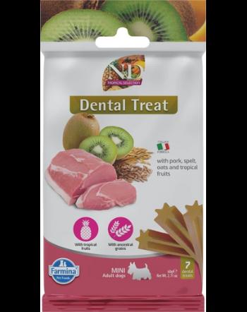 FARMINA N&amp;D Tropical Selection Dental Treat Pork Mini 60 g baton dentar pentru caini de rase mici, cu porc