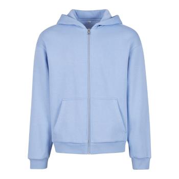 Build Your Brand Hebká pánska mikina na zips Fluffy - Svetlomodrá | L