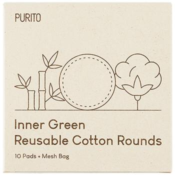 PURITO Tampoane bambus-bumbac Inner Green (Reusable Cotton Rounds) 10 buc