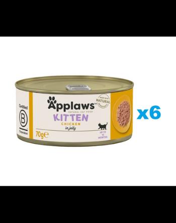 APPLAWS Kitten Chicken Breast 6x70 g hrana umeda pentru pisoi, pui in aspic