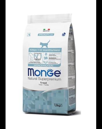 MONGE Monoprotein Kitten hrană uscată pentru pisoi, cu păstrăv 400 g