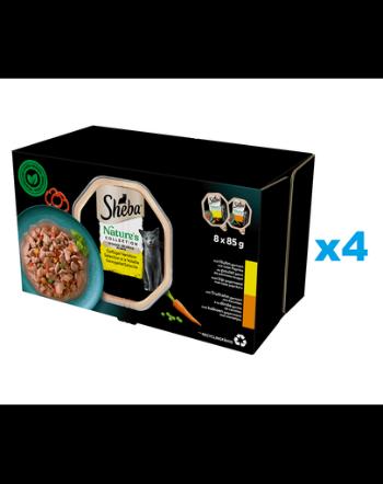 SHEBA Nature’s Collection 32x85 g hrana umeda pisici in tava, cu sos pui cu ardei si curcan cu morcovi