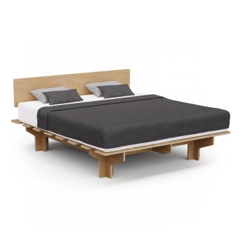 Blumfeldt NordicAura King cadru pat dublu, 180 cm x 200 cm, robust, fără unelte, lemn de eucalipt, raft