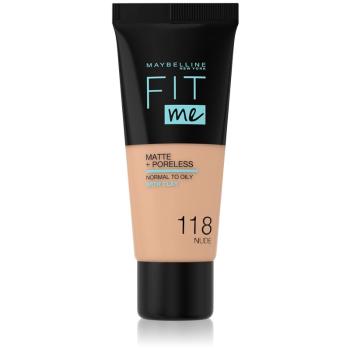 Maybelline Fit Me! Matte+Poreless machiaj mat pentru piele normală și grasă culoare 118 Nude 30 ml