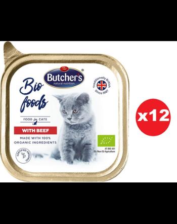 BUTCHER'S BIO foods pate pentru pisica 19x85 g cu vita