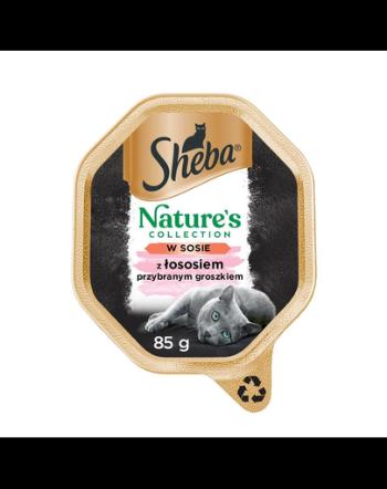 SHEBA Nature's Collection Hrana umeda pentru pisici adulte, set cu somon si mazare in sos 22 x 85 g