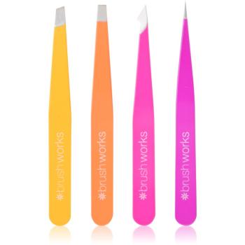 Brushworks Combination Tweezer Set set pensete pentru sprâncene tip Brights 4 buc