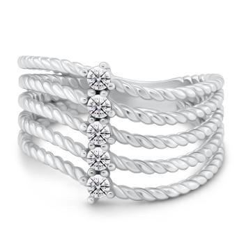 Brilio Silver Inel de argint cu cinci rânduri cu zirconi limpezi RI145W 54 mm